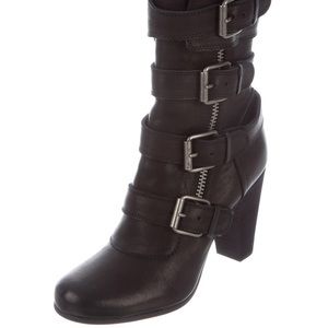 Chloe Black Multi Buckle Leather Ankle Boots 37.5